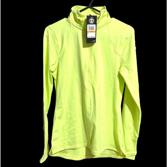 NWT Under Armor lime green Fitted Women’s Pullover size Small - Picture 2 of 6
